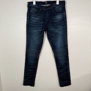 PRPS Jeans Mens 34x34 Blue Denim Slim Fit Moto Stretch Dark Wash